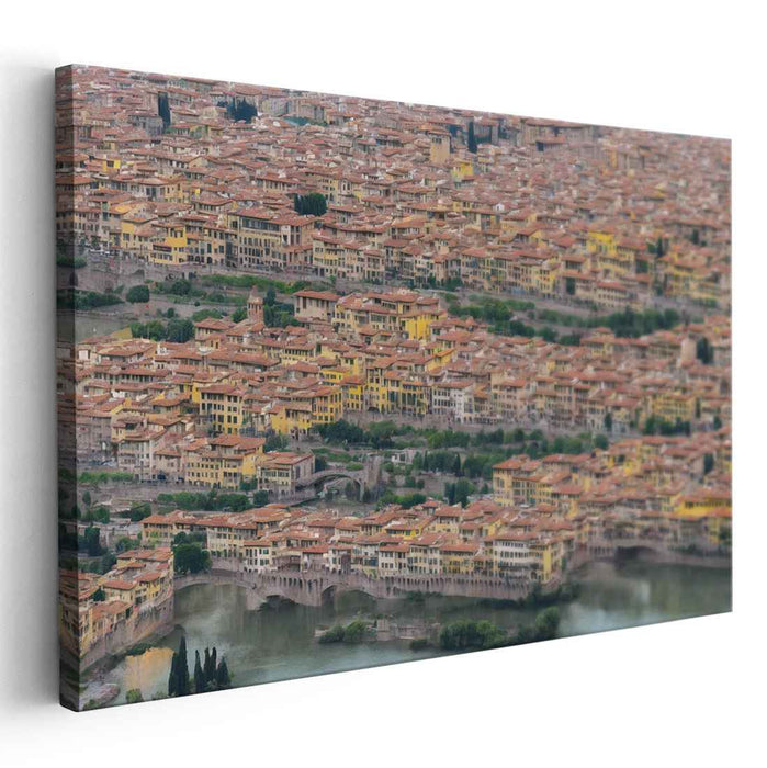 Historic Terracotta Rooftops: Aerial Cityscape Canvas Art Print