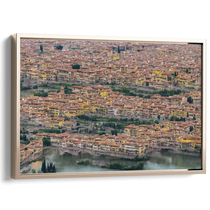 Historic Terracotta Rooftops: Aerial Cityscape Canvas Art Print