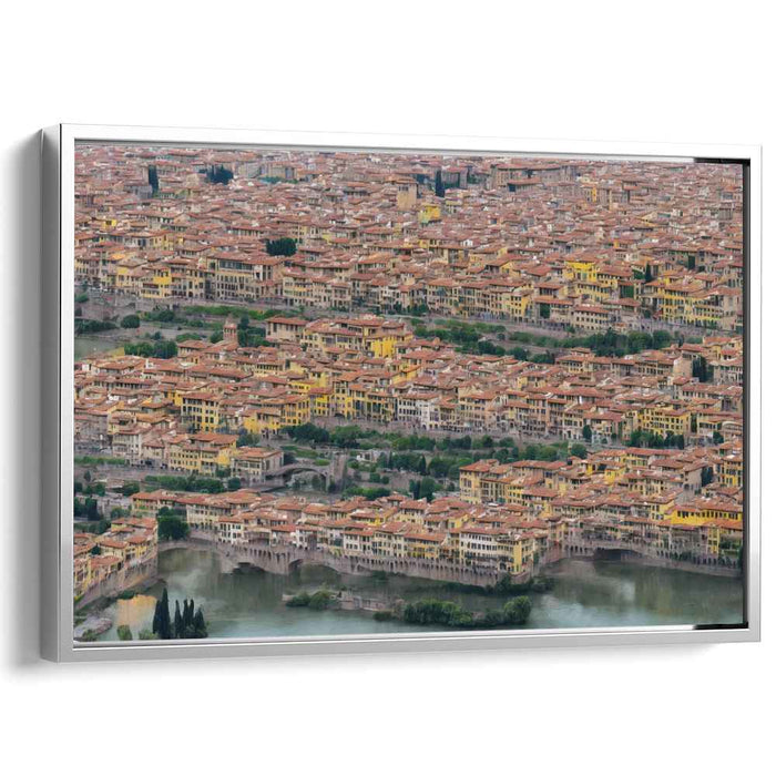Historic Terracotta Rooftops: Aerial Cityscape Canvas Art Print