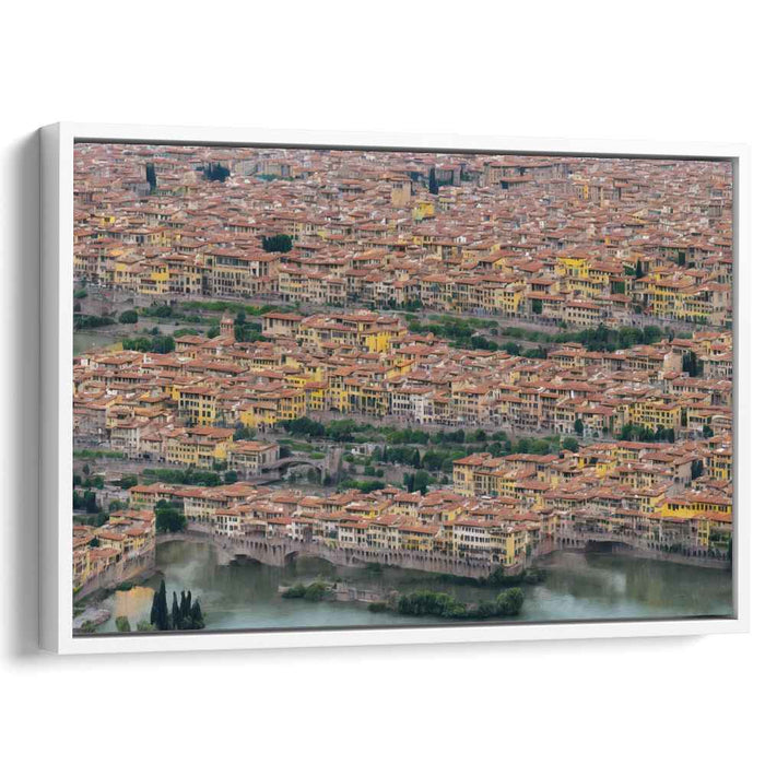 Historic Terracotta Rooftops: Aerial Cityscape Canvas Art Print