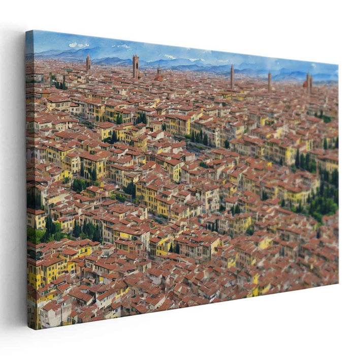 Renaissance Overlook: Aerial View of Historic Italian Cityscape Canvas Art Print