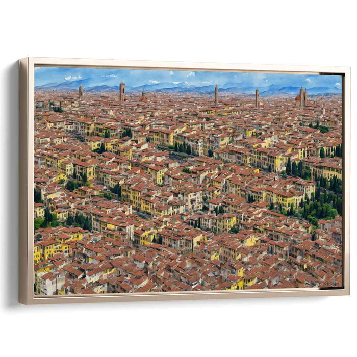 Renaissance Overlook: Aerial View of Historic Italian Cityscape Canvas Art Print