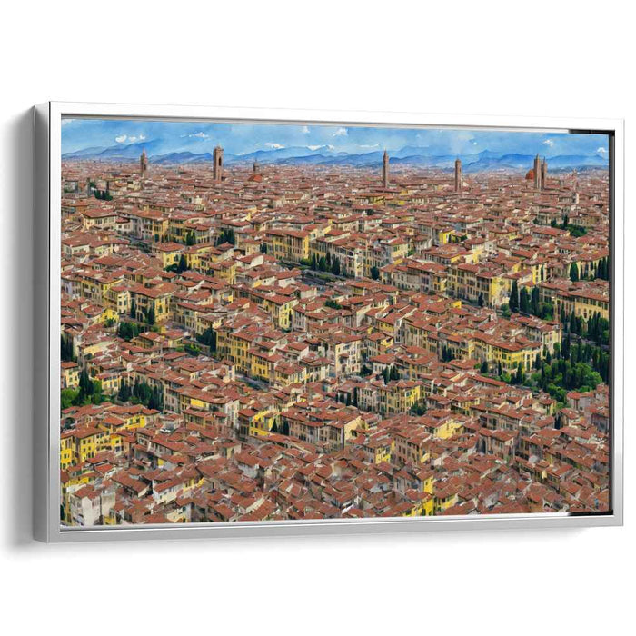 Renaissance Overlook: Aerial View of Historic Italian Cityscape Canvas Art Print