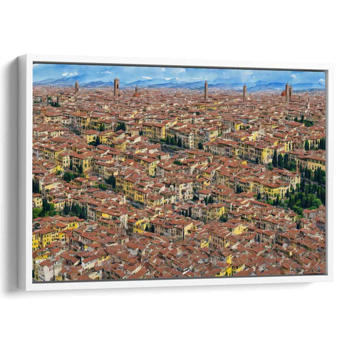 Renaissance Overlook: Aerial View of Historic Italian Cityscape Canvas Art Print