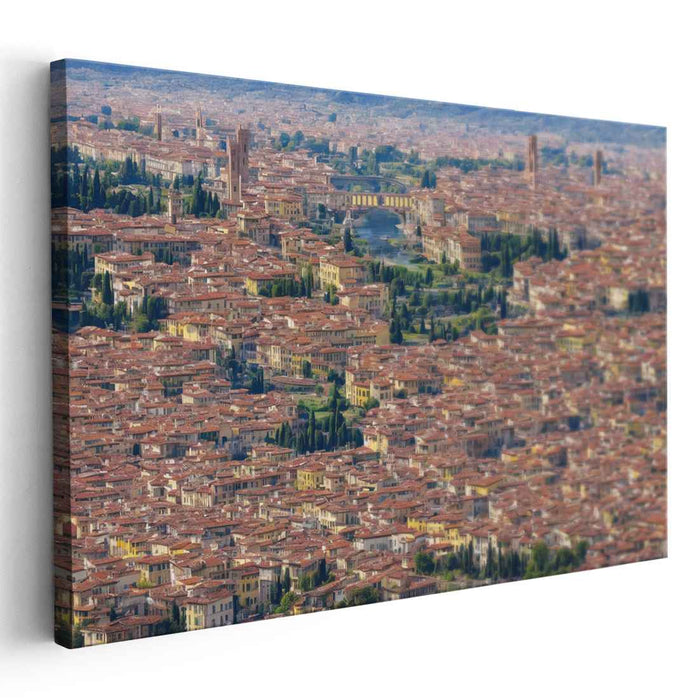 Urban Labyrinth from Above: Aerial View of Terracotta Rooftops and Urban Maze