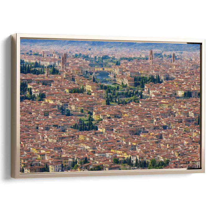 Urban Labyrinth from Above: Aerial View of Terracotta Rooftops and Urban Maze