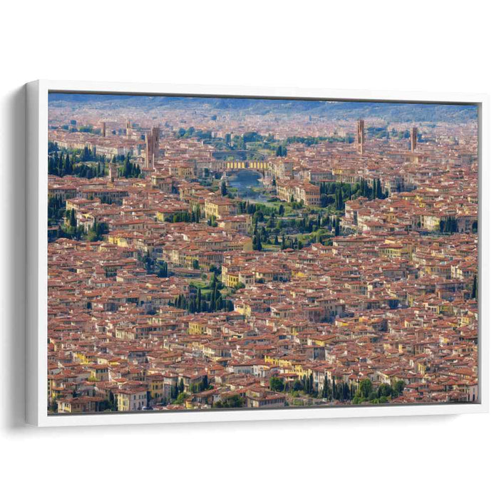 Urban Labyrinth from Above: Aerial View of Terracotta Rooftops and Urban Maze