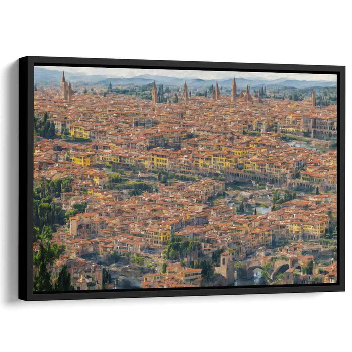 Timeless Cobblestone Charm: Historic European Cityscape in Warm Earth Tones Canvas Art