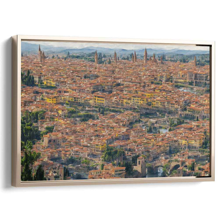 Timeless Cobblestone Charm: Historic European Cityscape in Warm Earth Tones Canvas Art