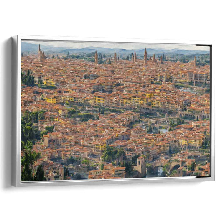 Timeless Cobblestone Charm: Historic European Cityscape in Warm Earth Tones Canvas Art