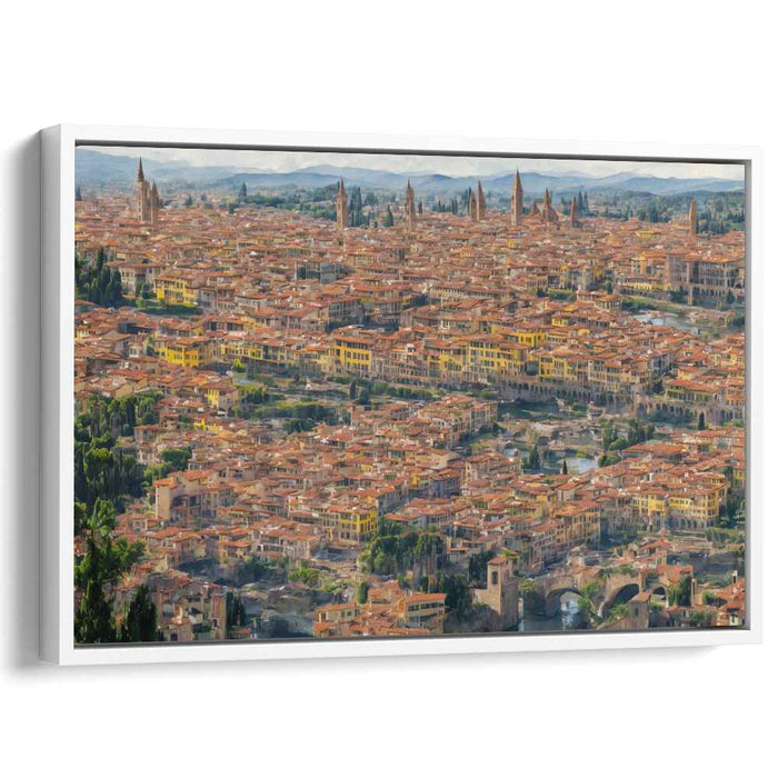 Timeless Cobblestone Charm: Historic European Cityscape in Warm Earth Tones Canvas Art