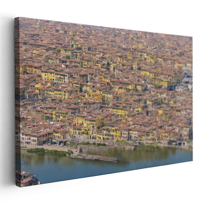 Ethereal Echos Over Cobblestone: Aerial View of Timeless European Cityscape Canvas Art