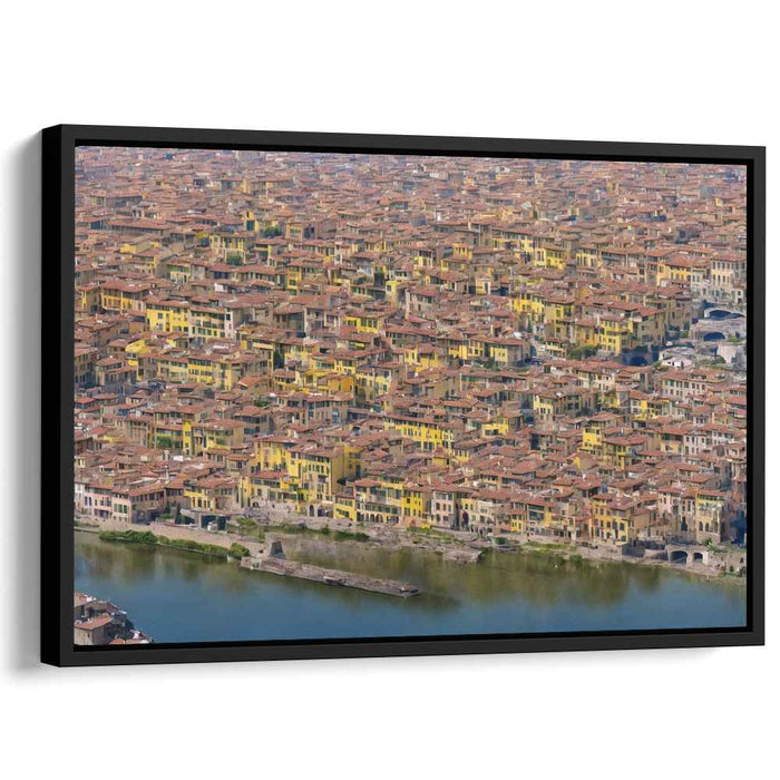 Ethereal Echos Over Cobblestone: Aerial View of Timeless European Cityscape Canvas Art