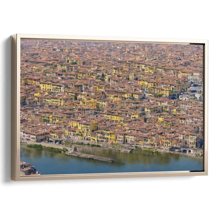 Ethereal Echos Over Cobblestone: Aerial View of Timeless European Cityscape Canvas Art