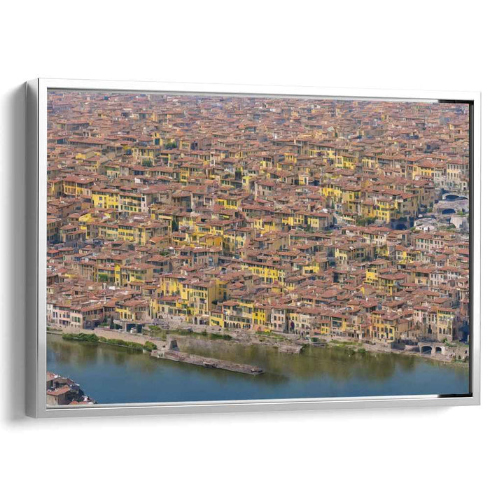 Ethereal Echos Over Cobblestone: Aerial View of Timeless European Cityscape Canvas Art