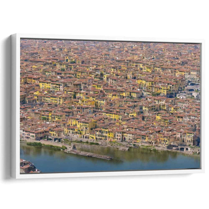 Ethereal Echos Over Cobblestone: Aerial View of Timeless European Cityscape Canvas Art