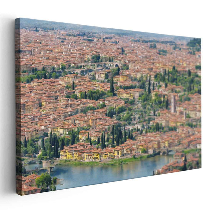 Urban Symphony Dusk Dream: Panoramic Cityscape Canvas Art Print