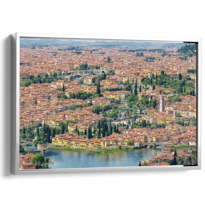 Urban Symphony Dusk Dream: Panoramic Cityscape Canvas Art Print