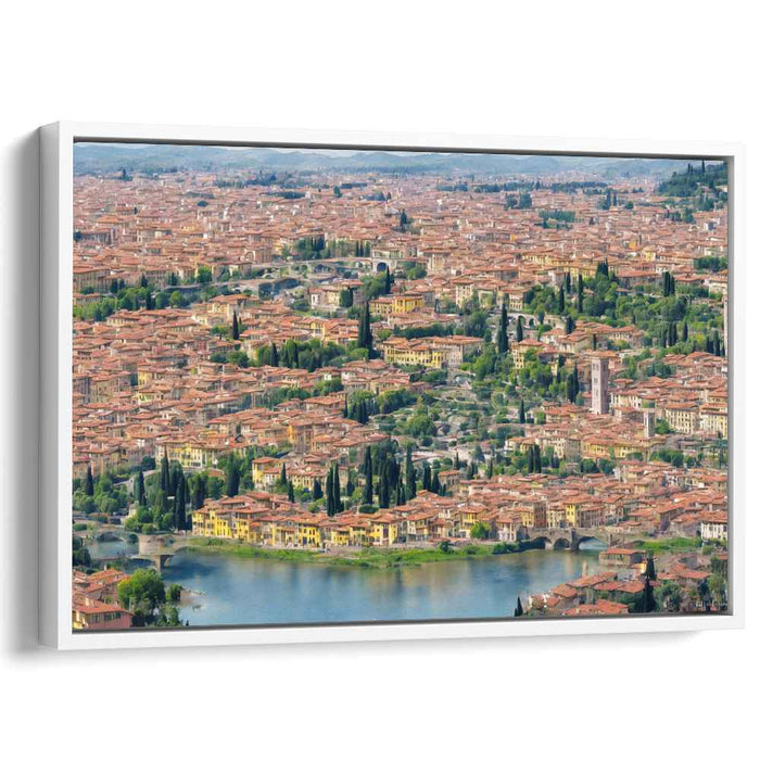 Urban Symphony Dusk Dream: Panoramic Cityscape Canvas Art Print