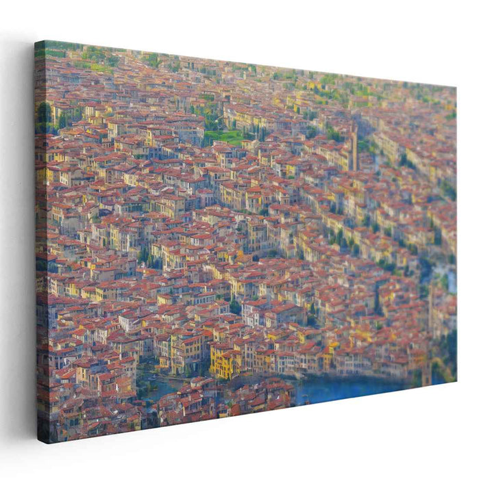 Historic Urban Tapestry: Impressionist Cityscape Canvas Art Print