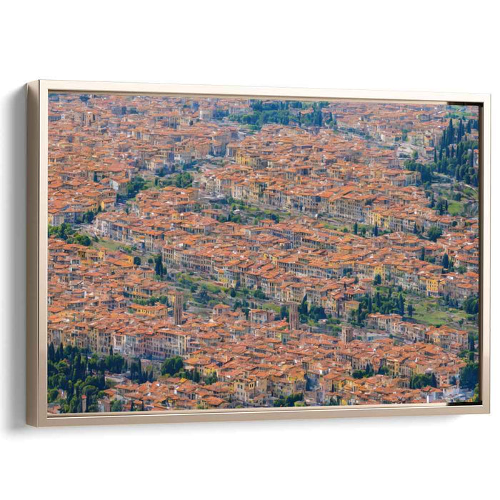 Ancient Echoes Above: Aerial View of Historical Terracotta Rooftops Canvas Art