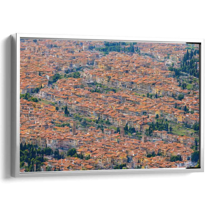 Ancient Echoes Above: Aerial View of Historical Terracotta Rooftops Canvas Art