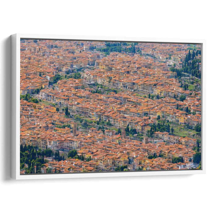 Ancient Echoes Above: Aerial View of Historical Terracotta Rooftops Canvas Art