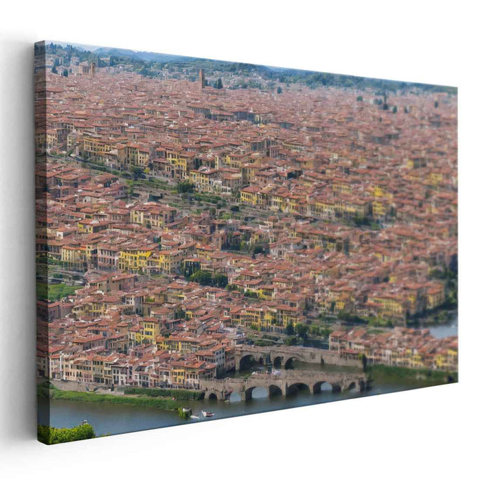 Echoes Of Ancient Terracotta: Aerial View of Historic City with Terracotta Rooftops Canvas Art