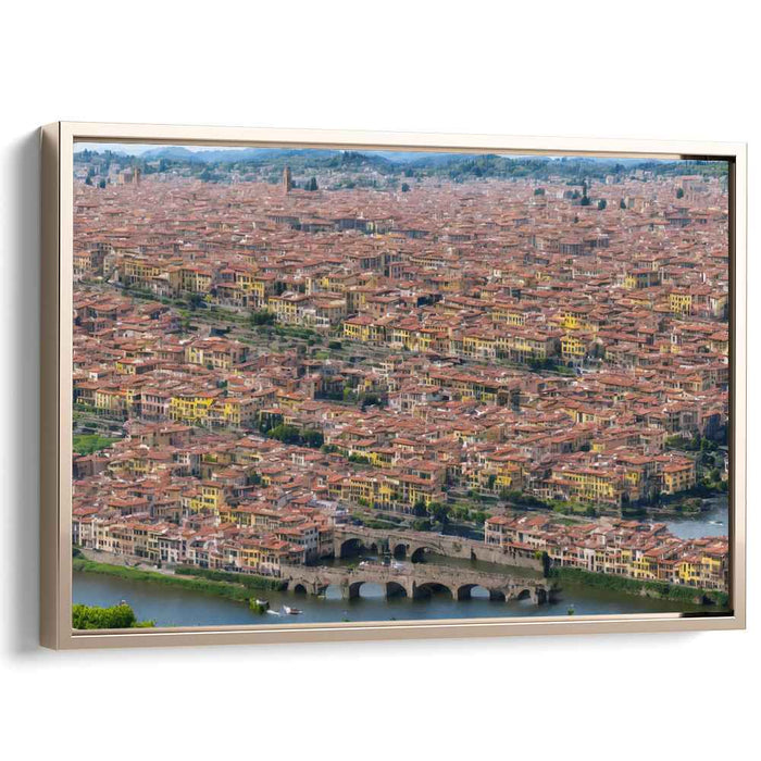 Echoes Of Ancient Terracotta: Aerial View of Historic City with Terracotta Rooftops Canvas Art