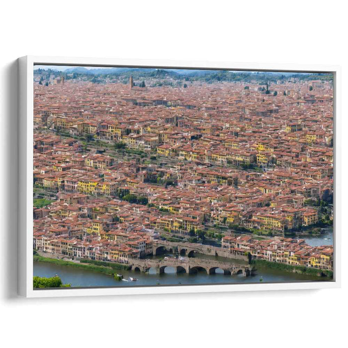 Echoes Of Ancient Terracotta: Aerial View of Historic City with Terracotta Rooftops Canvas Art