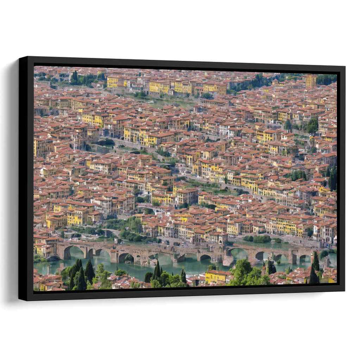 Medieval Tapestry Skies: Aerial View of Historical European Cityscape Canvas Art Print