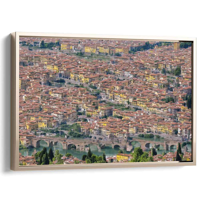 Medieval Tapestry Skies: Aerial View of Historical European Cityscape Canvas Art Print
