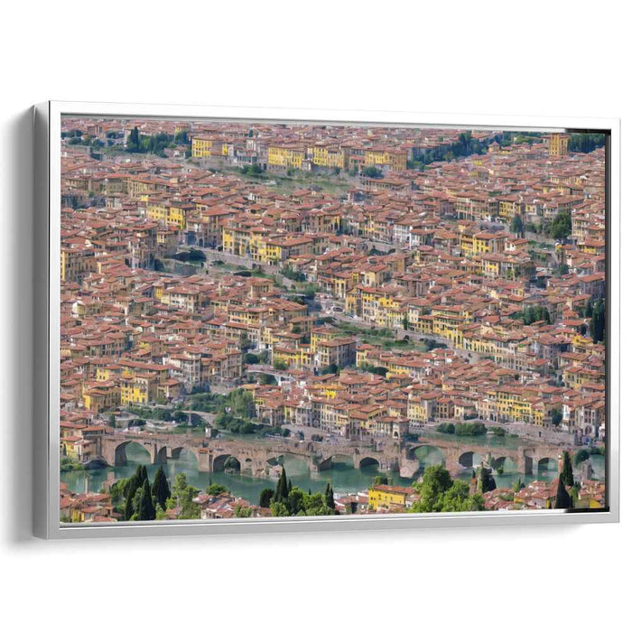 Medieval Tapestry Skies: Aerial View of Historical European Cityscape Canvas Art Print