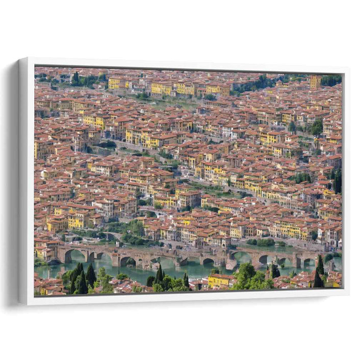 Medieval Tapestry Skies: Aerial View of Historical European Cityscape Canvas Art Print