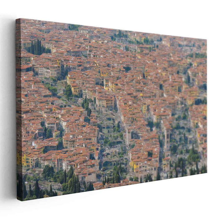 Legacy Over Cobblestones: Aerial View of Historic European Cityscape