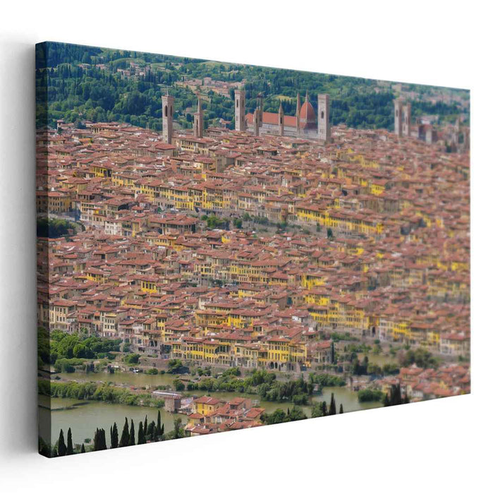 Timeless View Above Ancient Realm: Renaissance-Inspired Aerial View of Historic Cityscape Canvas Art