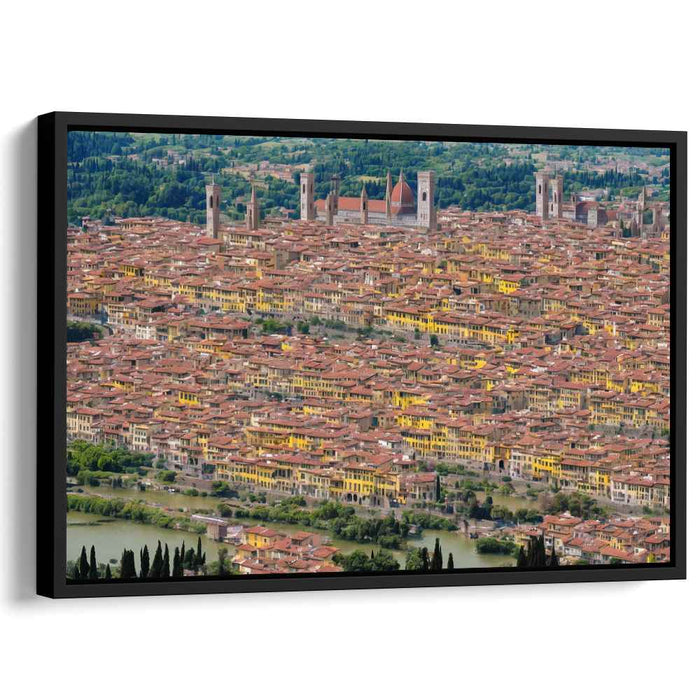 Timeless View Above Ancient Realm: Renaissance-Inspired Aerial View of Historic Cityscape Canvas Art