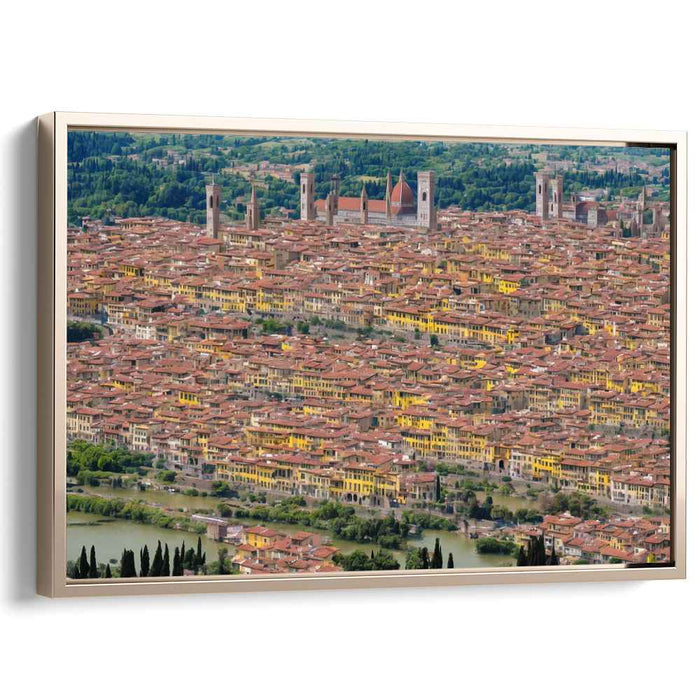 Timeless View Above Ancient Realm: Renaissance-Inspired Aerial View of Historic Cityscape Canvas Art
