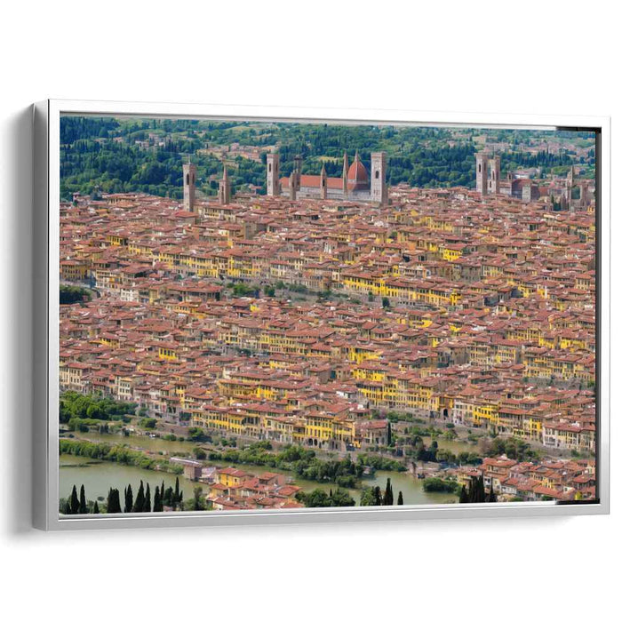 Timeless View Above Ancient Realm: Renaissance-Inspired Aerial View of Historic Cityscape Canvas Art