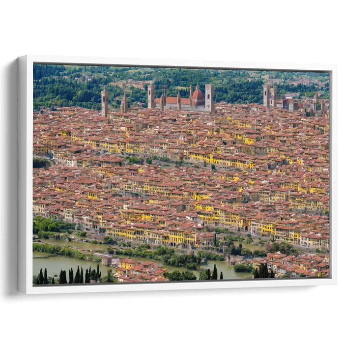 Timeless View Above Ancient Realm: Renaissance-Inspired Aerial View of Historic Cityscape Canvas Art