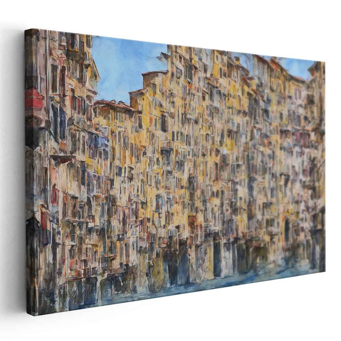 Timeless Urban Charm: Intricate European Cityscape Canvas Art Print