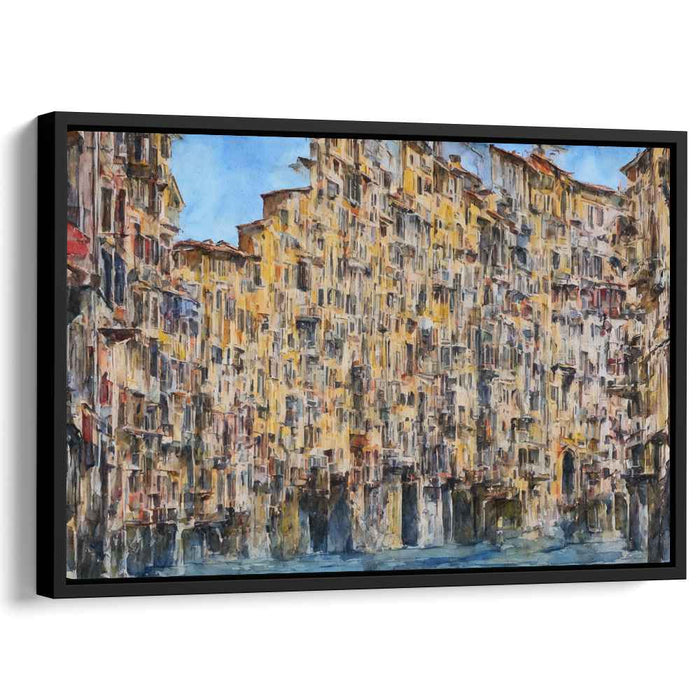 Timeless Urban Charm: Intricate European Cityscape Canvas Art Print