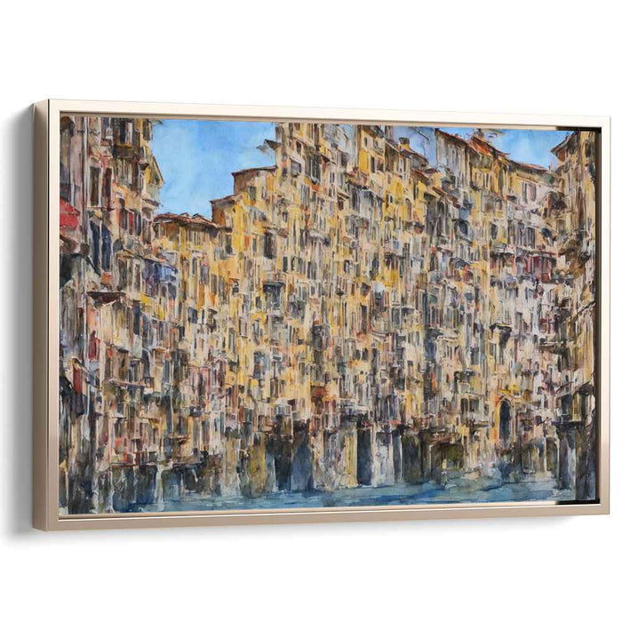 Timeless Urban Charm: Intricate European Cityscape Canvas Art Print