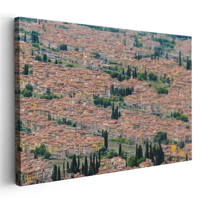 Ethereal Echoes of Old Cobblestones: Aerial View of a Timeless European City Canvas Art
