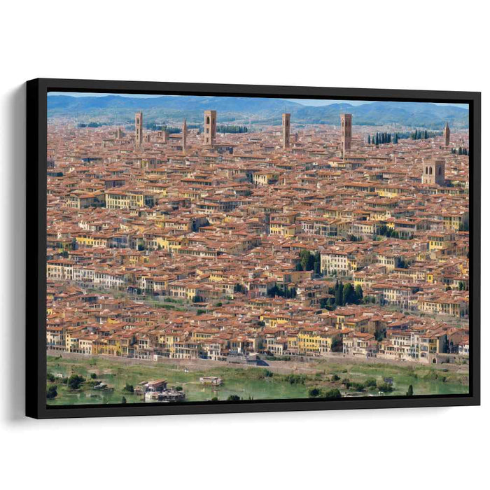 Ancient Rooftops Perspective: Aerial View of Historic Cityscape Canvas Art Print