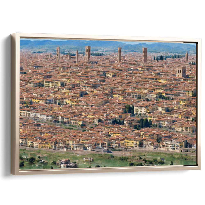 Ancient Rooftops Perspective: Aerial View of Historic Cityscape Canvas Art Print