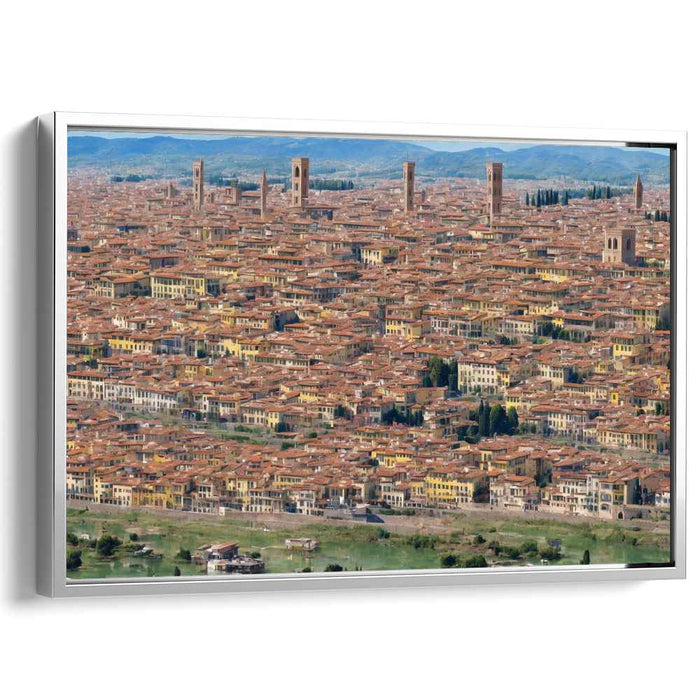 Ancient Rooftops Perspective: Aerial View of Historic Cityscape Canvas Art Print