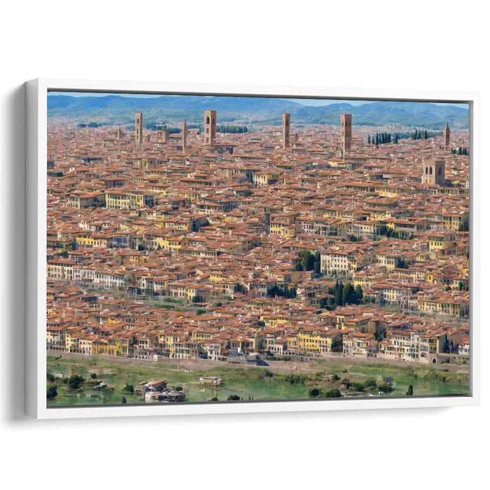 Ancient Rooftops Perspective: Aerial View of Historic Cityscape Canvas Art Print
