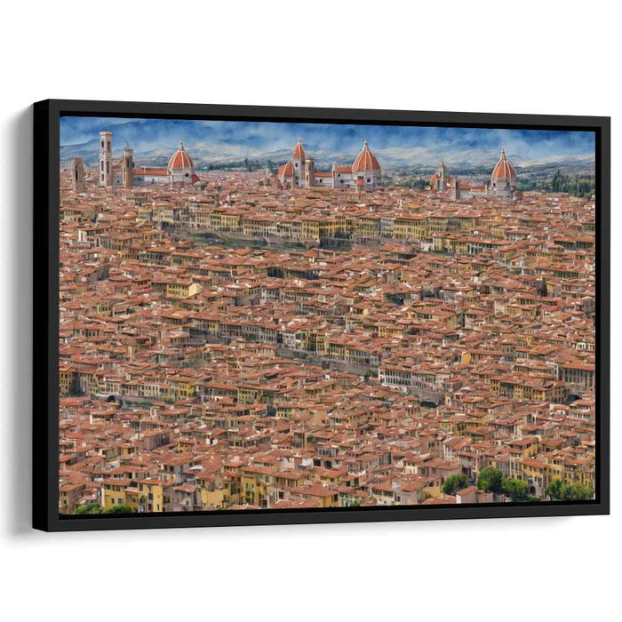 Crimson Heritage Bird's Eye: Aerial View of Historical Red Rooftops Canvas Art Print