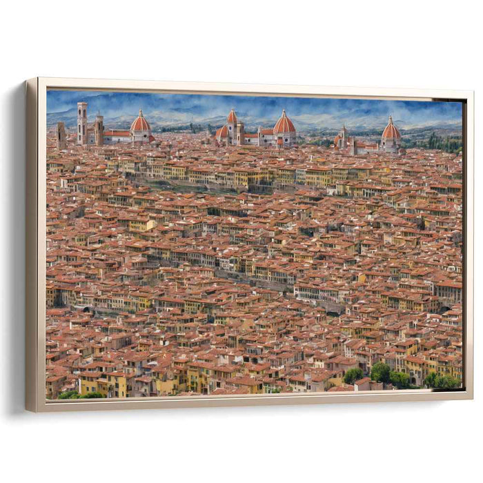 Crimson Heritage Bird's Eye: Aerial View of Historical Red Rooftops Canvas Art Print